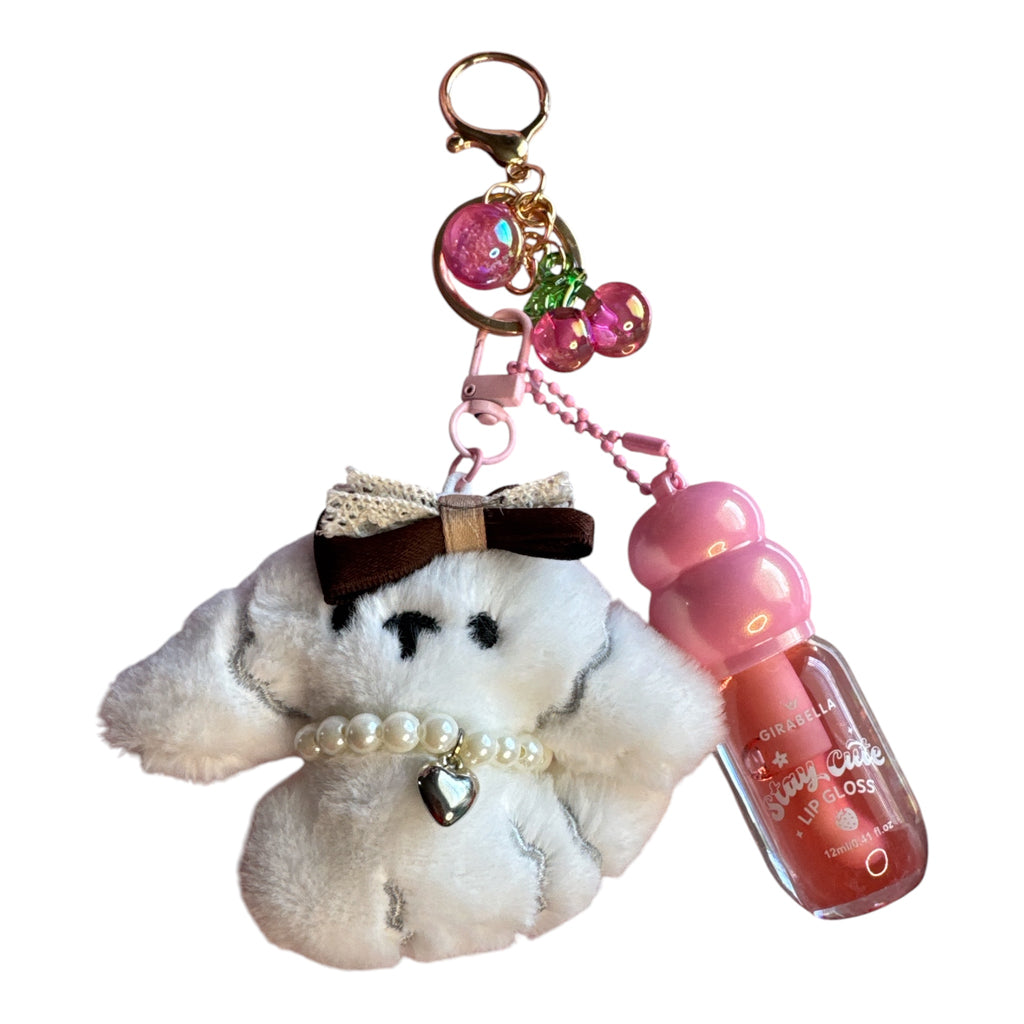🐶 Plush Puppy Lip Gloss Keychain