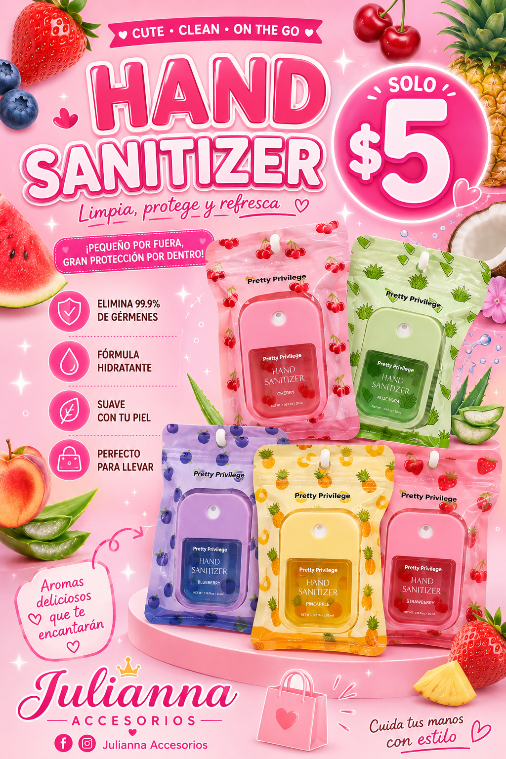 Fruit Hand Sanitizer (1) Randomly Selected